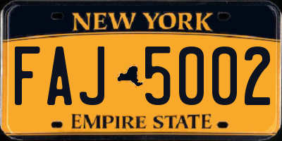 NY license plate FAJ5002