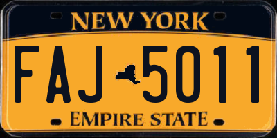 NY license plate FAJ5011