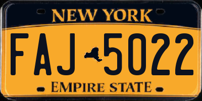 NY license plate FAJ5022