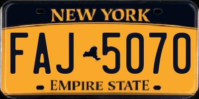NY license plate FAJ5070