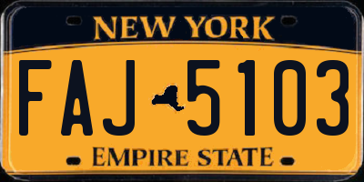 NY license plate FAJ5103