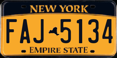 NY license plate FAJ5134