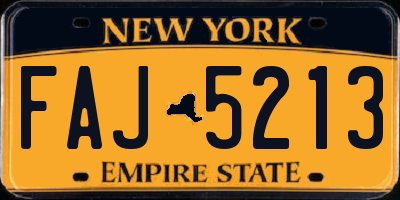 NY license plate FAJ5213