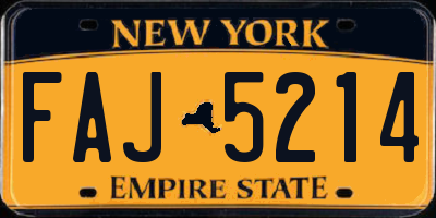 NY license plate FAJ5214