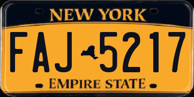 NY license plate FAJ5217