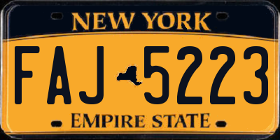 NY license plate FAJ5223