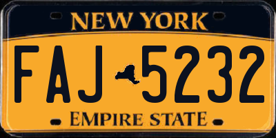 NY license plate FAJ5232
