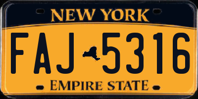 NY license plate FAJ5316