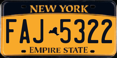NY license plate FAJ5322