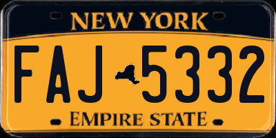 NY license plate FAJ5332