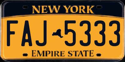 NY license plate FAJ5333