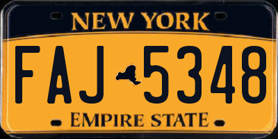 NY license plate FAJ5348
