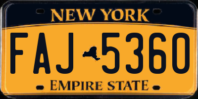 NY license plate FAJ5360
