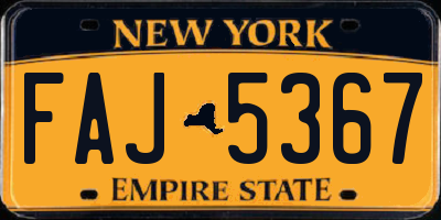 NY license plate FAJ5367