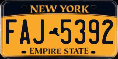 NY license plate FAJ5392