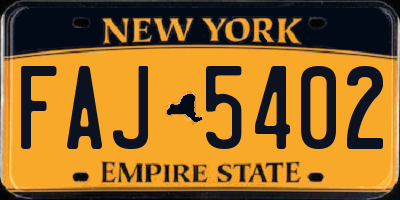 NY license plate FAJ5402
