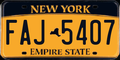 NY license plate FAJ5407