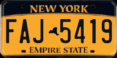 NY license plate FAJ5419