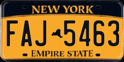 NY license plate FAJ5463