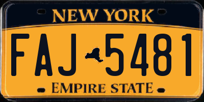 NY license plate FAJ5481