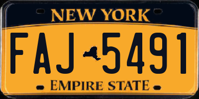 NY license plate FAJ5491