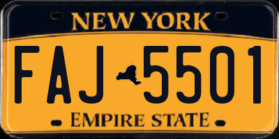 NY license plate FAJ5501