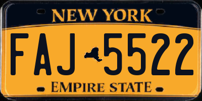 NY license plate FAJ5522
