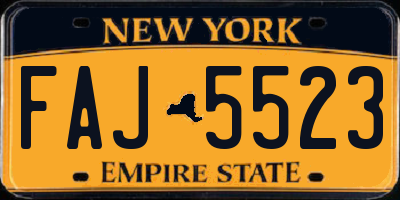 NY license plate FAJ5523
