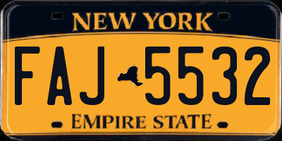 NY license plate FAJ5532