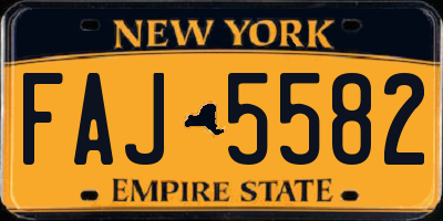 NY license plate FAJ5582