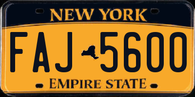 NY license plate FAJ5600