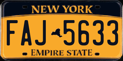 NY license plate FAJ5633