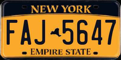 NY license plate FAJ5647