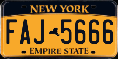NY license plate FAJ5666