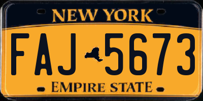 NY license plate FAJ5673