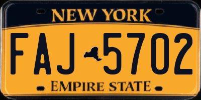 NY license plate FAJ5702