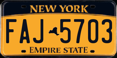 NY license plate FAJ5703