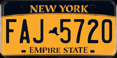 NY license plate FAJ5720
