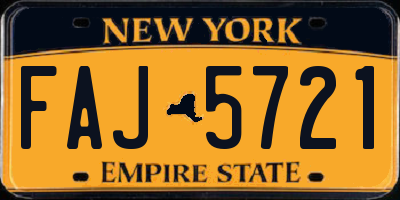 NY license plate FAJ5721