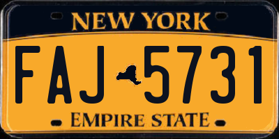 NY license plate FAJ5731