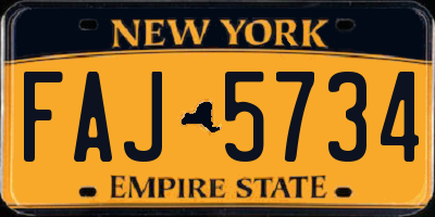 NY license plate FAJ5734