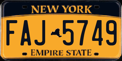 NY license plate FAJ5749