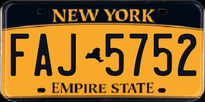 NY license plate FAJ5752