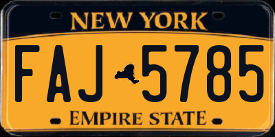 NY license plate FAJ5785