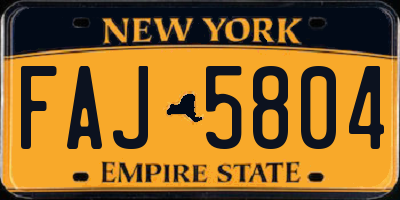 NY license plate FAJ5804