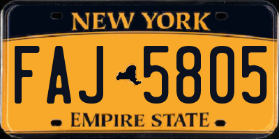 NY license plate FAJ5805