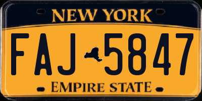 NY license plate FAJ5847