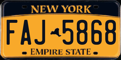 NY license plate FAJ5868