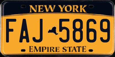 NY license plate FAJ5869