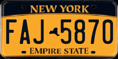 NY license plate FAJ5870